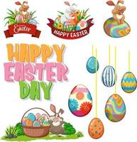 Easter theme with bunny and eggs vector