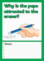 Science Experiment Record Worksheet of paper attracted to the eraser vector