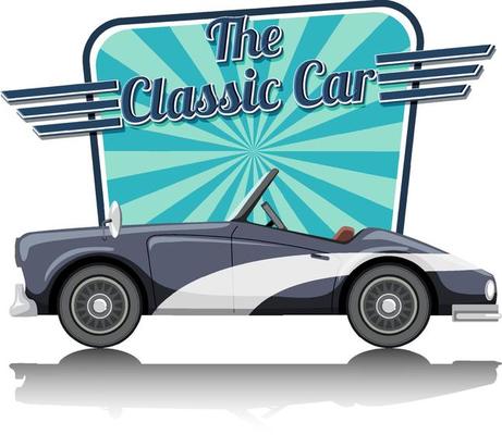 Classic car logo with classic car on white background