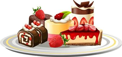 Strawberry bakery set on white background vector