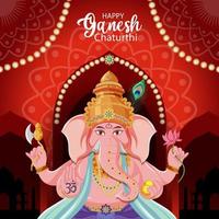 feliz ganesh chaturthi cartel vector