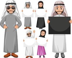 Arabic people holding blank boards vector