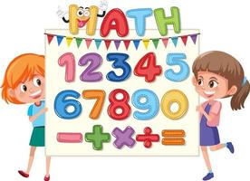 Counting numbers from zero to nine and math symbols vector