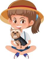 A girl with cute dog on white background vector