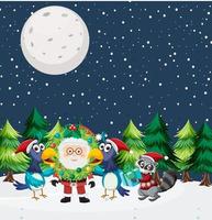 vacaciones de navidad con santa en la noche vector