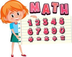 Counting number 0 to 9 and math symbols vector