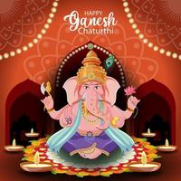 feliz ganesh chaturthi cartel vector