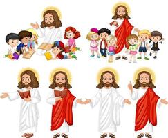 Jesus and happy children vector