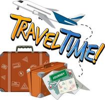 Travel Time typography design with travelling objects vector