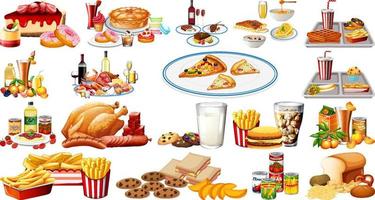 Foods and beverages set vector