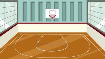 Empty indoor basketball court scene vector