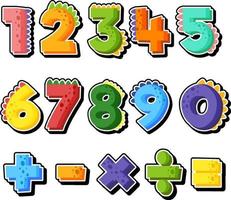 Counting number 0 to 9 and math symbols vector