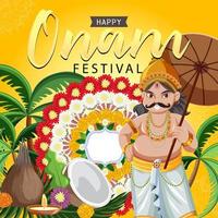 cartel del festival de la cosecha hindú onam vector