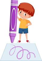 A boy drawing on a paper on white background vector