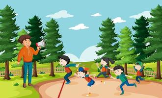 Kids playing red light green light game vector