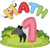 Math number 1 with an anteater vector