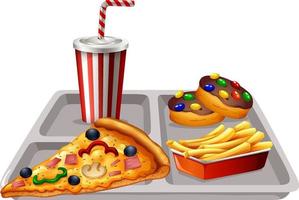 Fast food meal set on white background vector