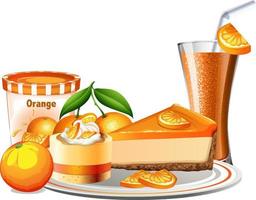 Orange bakery and beverage set vector