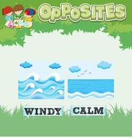 Opposite words for windy and calm vector