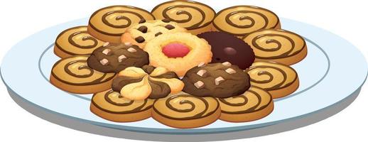 Different cookies on a plate vector