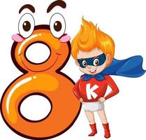 A super hero boy with number eight cartoon vector