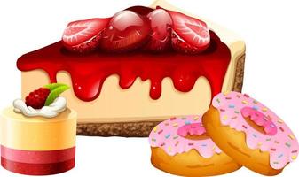 conjunto de dibujos animados deliciosos postres vector