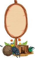 Blank oval wooden signboard with animal vector
