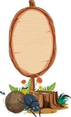 Blank oval wooden signboard with animal