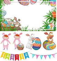 Easter theme with bunny and eggs vector