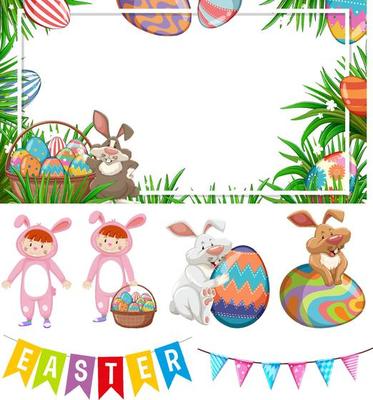 Easter theme with bunny and eggs