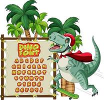 Font design for english alphabets in dinosaur character on canvas board vector