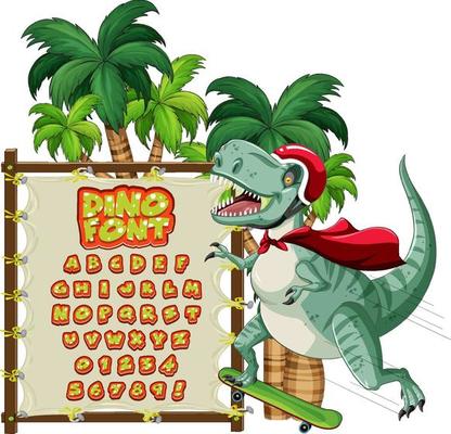 Font design for english alphabets in dinosaur character on canvas board