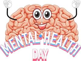 Human brain on poster for mental health day vector