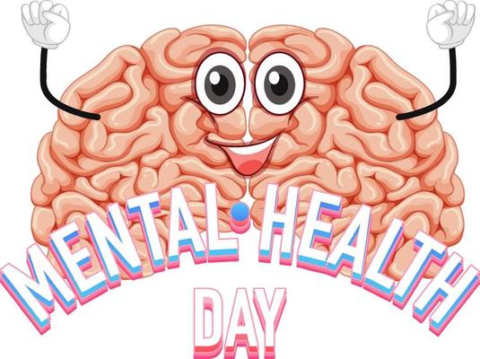 Human brain on poster for mental health day