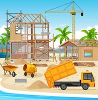 Cartoon scene of building construction site vector