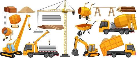 Set of construction site objects vector