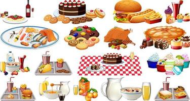Foods and beverages set vector