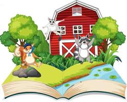 Opened fantasy book with cute animals vector