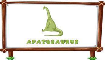 plantilla de marco con dinosaurios y diseño de apatosaurio de texto dentro vector