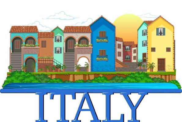 Travel Italy building attraction and landscape icon