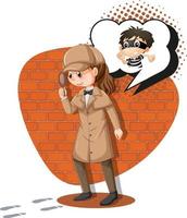 Detective looking for clues in template vector