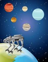 Solar system in space with robot vector