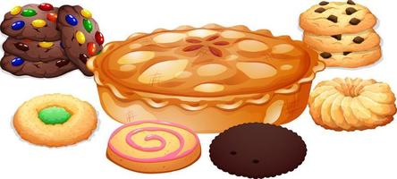 Delicious dessert and pastry cartoon set vector