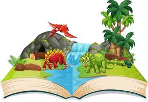 Book of dinosaur in the forest vector