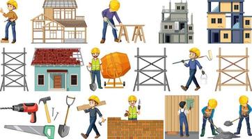 Set of construction site objects vector