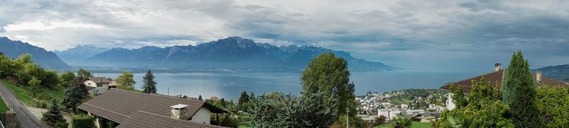 Panoramic View of Lake Geneva near Montreux photo