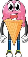 Ice cream cartoon character on white background vector