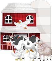 Farming theme with many animals vector