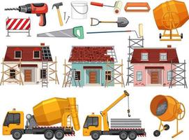 Set of construction site objects vector