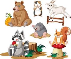 Set of cute animals smiling vector